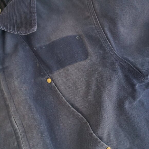 Vtg Tough Duck Navy Detroit Style Canvas Quilt Lined Corduroy Collar Jacket XL - Picture 10 of 13